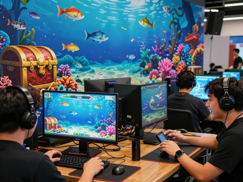 Online gaming scene at nhà cái fun79 with players enjoying immersive fishing games.