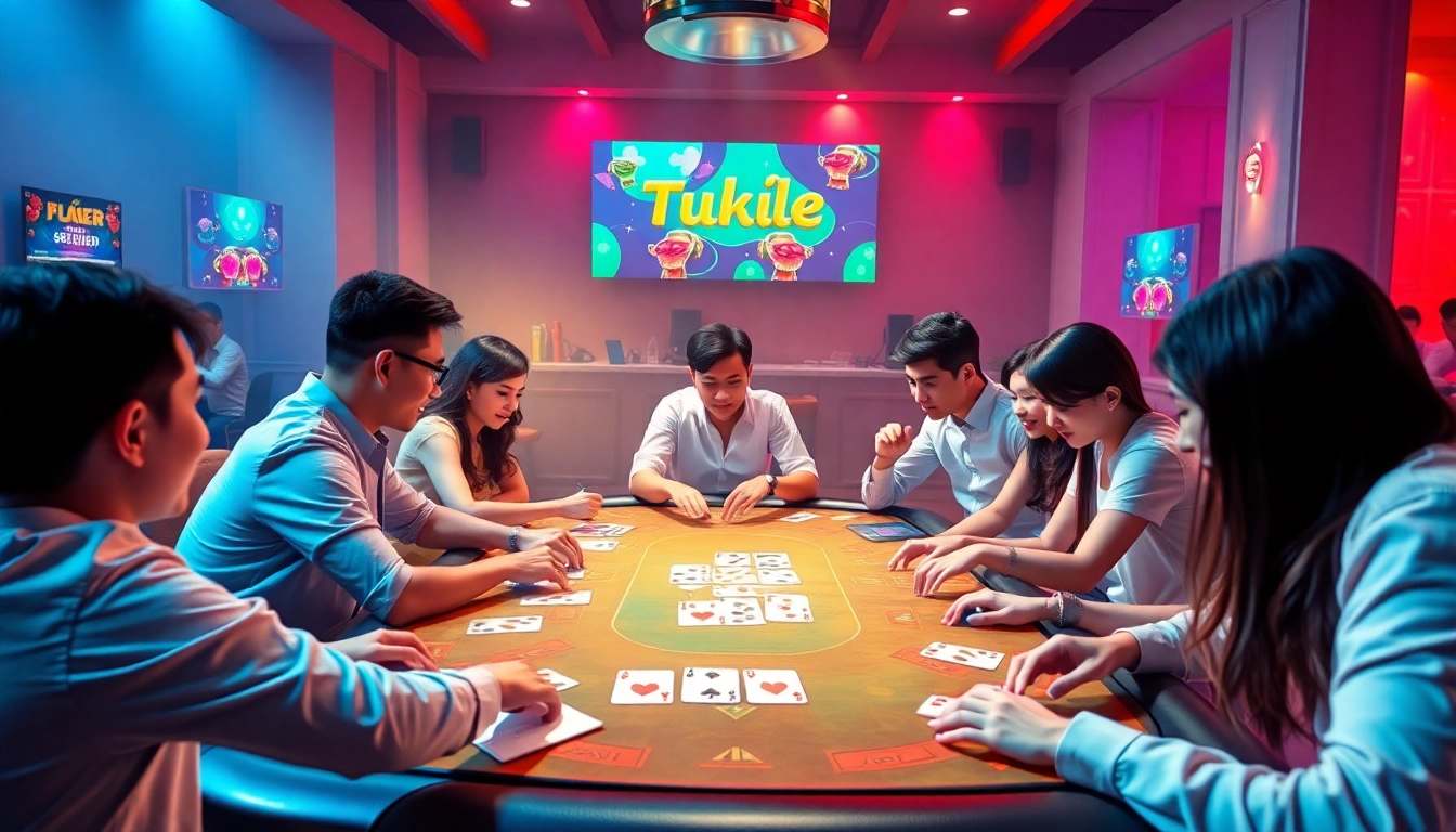 Vibrant online gaming scene illustrating topgamebaidoithuong.mx card games with engaging players.