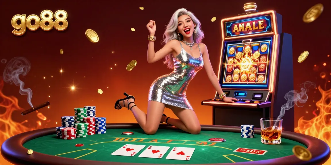Experience excitement as the go88 jackpot slot erupts with coins and vibrant casino elements.