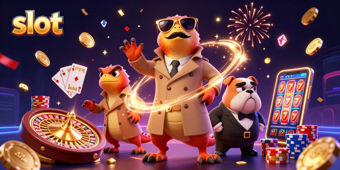 Experience thrilling slot action with cartoon raptors in a trench coat at a VIP casino.