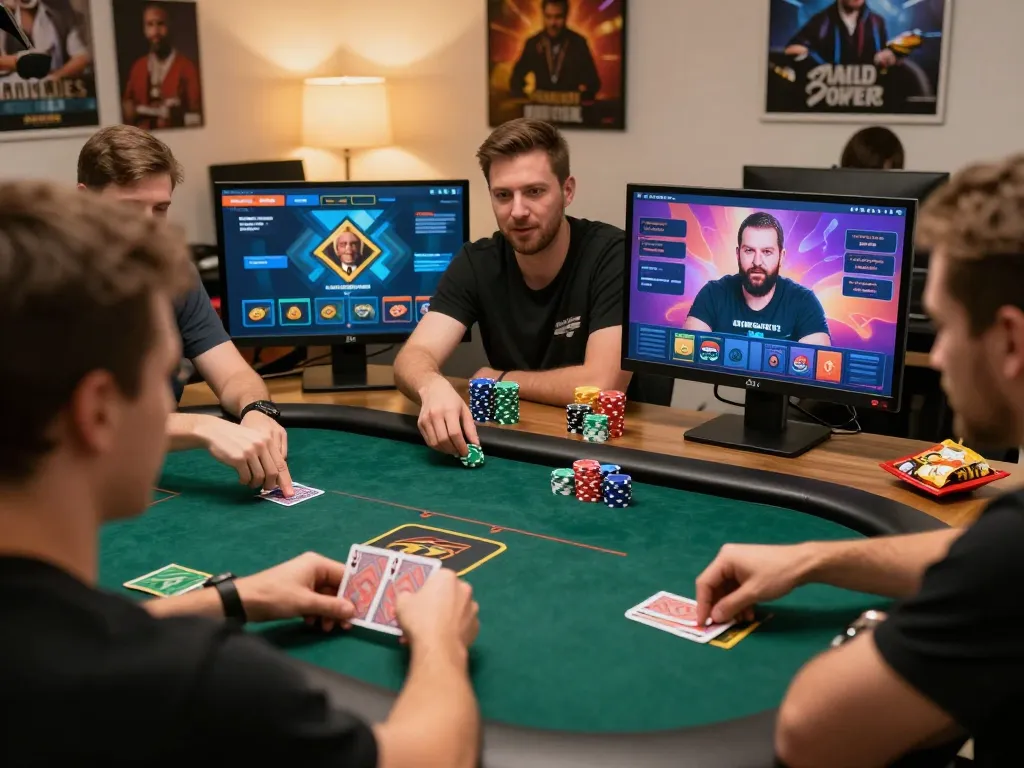 Participating in an online poker game at 789wincom with engaging interface and cozy setting
