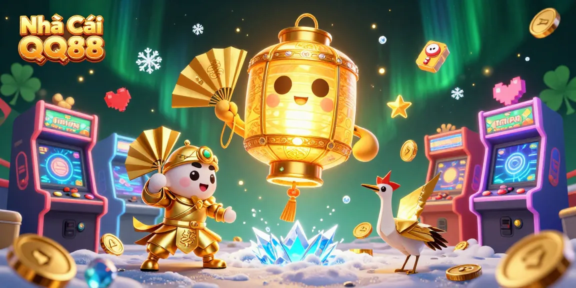 Experience the thrill of Nhà Cái QQ88 with vibrant games, golden symbols, and animated characters!