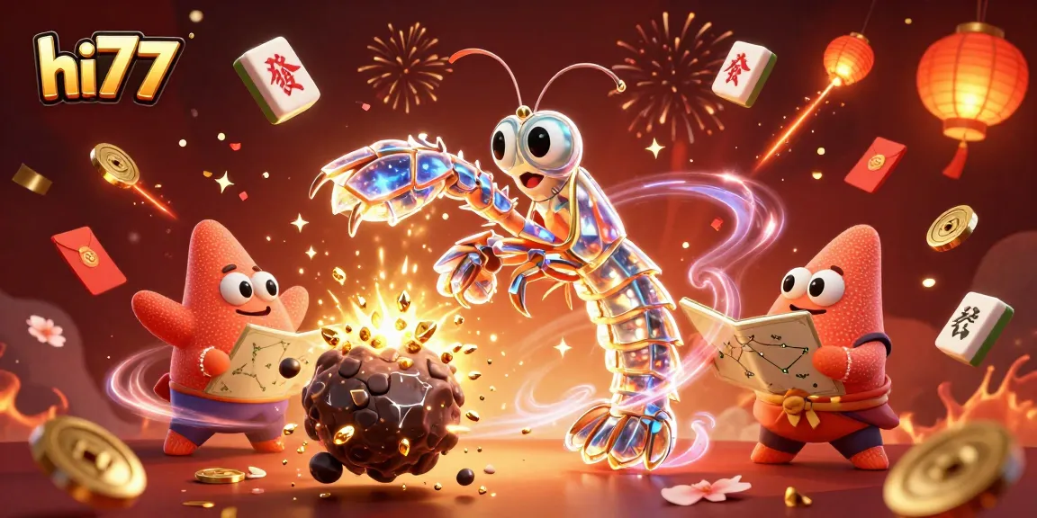 Experience the thrill of hi77 with dynamic gameplay surrounded by golden coins and celebratory elements.