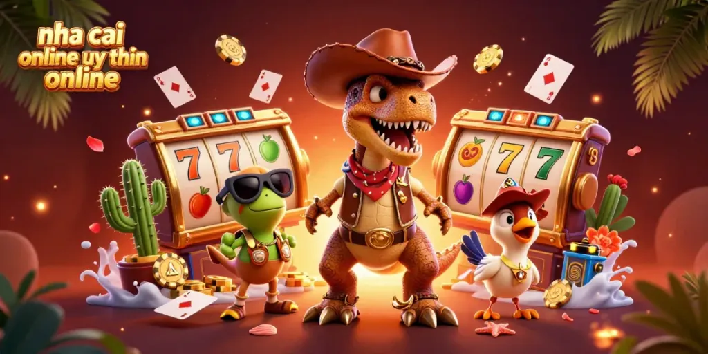 Experience thrilling gameplay in nha cai online uy tin online with vibrant casino characters and dynamic symbols.