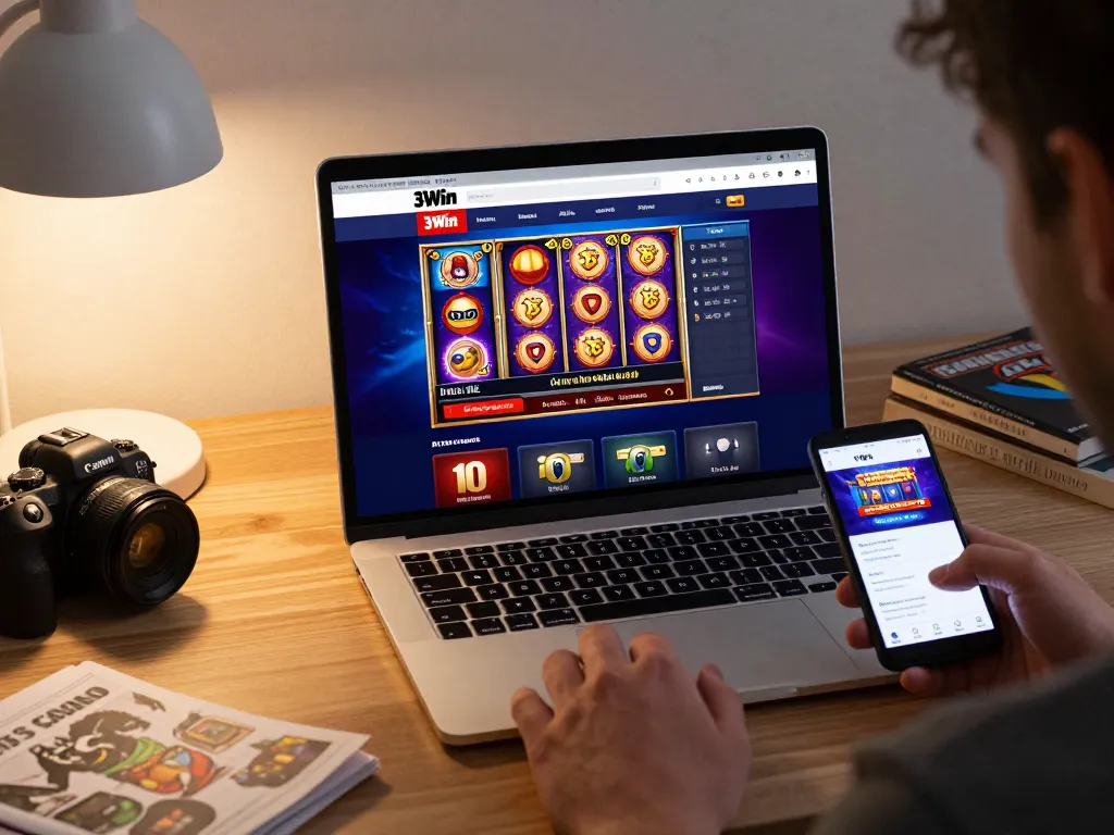 Engaging user navigating the 3Win online casino platform for exciting gaming experiences.