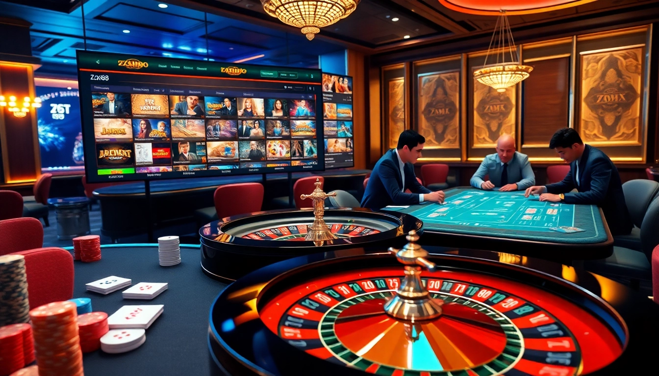 Experience the thrill of betting on zx88 com with vibrant casino tables and engaged players.