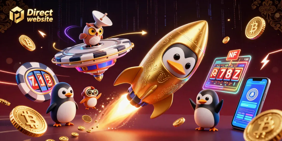Spin the reels with excitement at the Direct website featuring a futuristic casino scene.