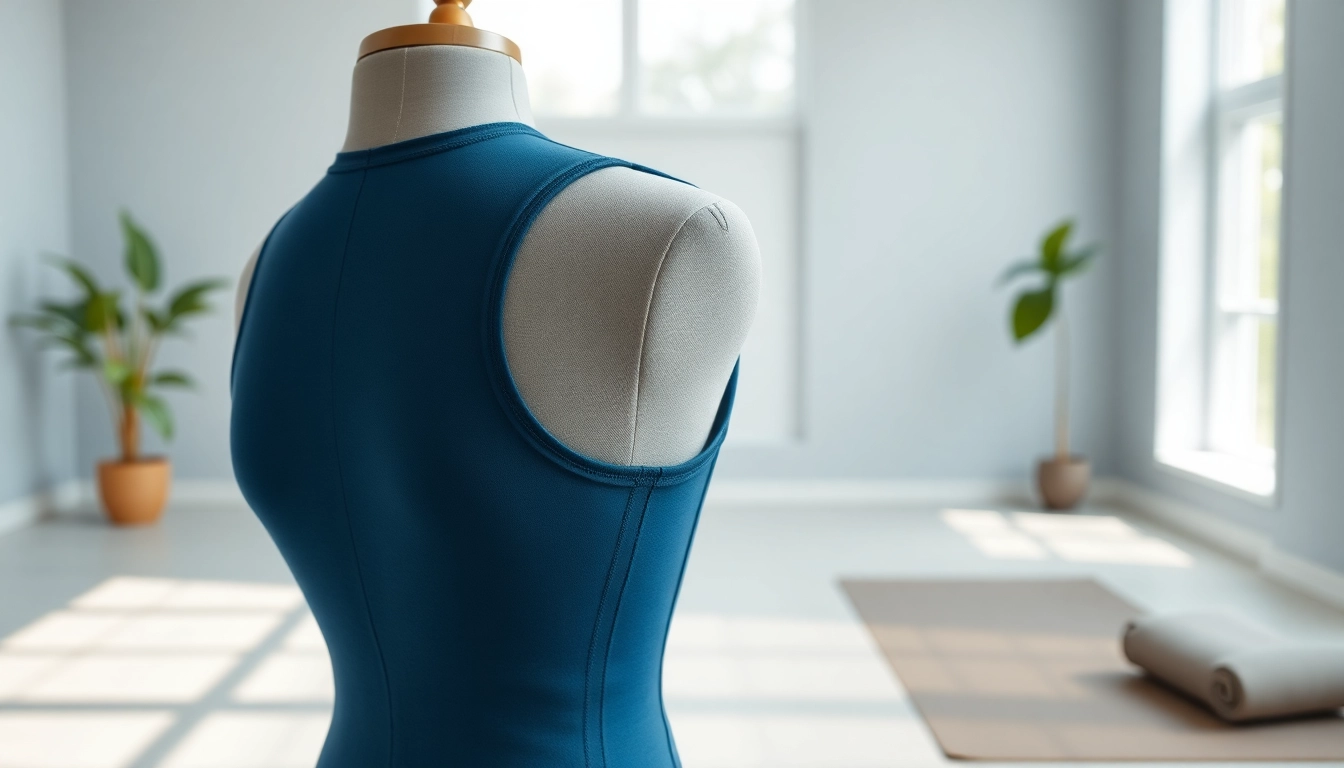 Showcase a posture garment emphasizing comfort and support in a bright, modern setting.