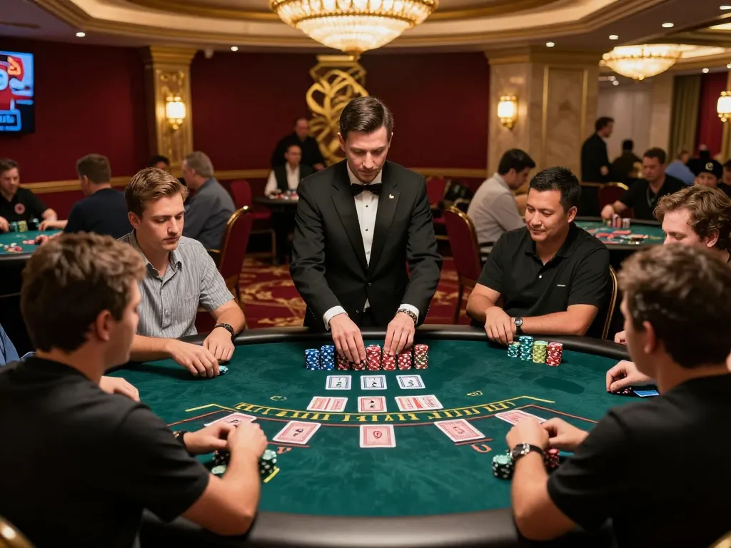 Baccarat players engaged in a thrilling game at 789wincom.town casino, capturing their excitement and strategy during intense gameplay.
