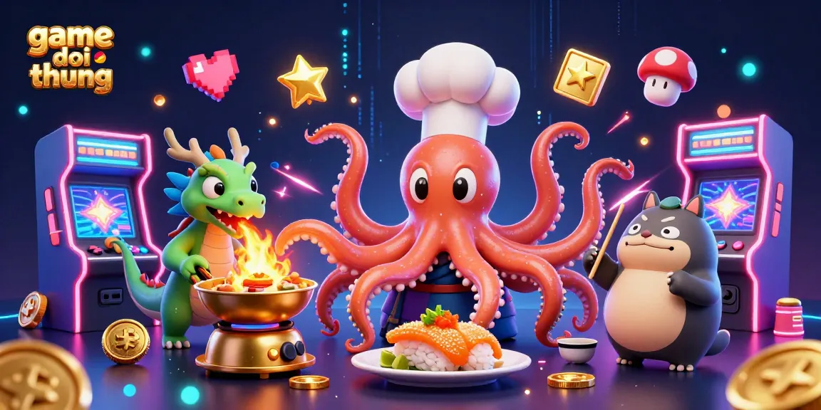 Experience the excitement of game doi thuong with a vibrant 3D casino illustration featuring unique characters and elements.