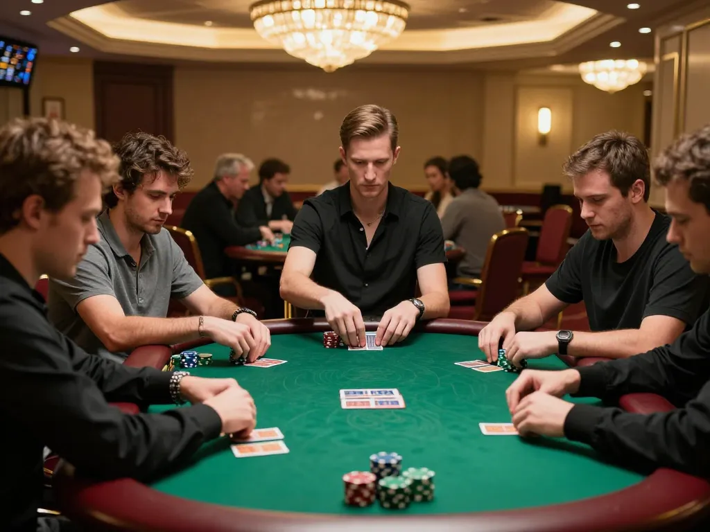 C168 poker players engage in high-stakes gameplay, showcasing competitive atmosphere and strategic betting.