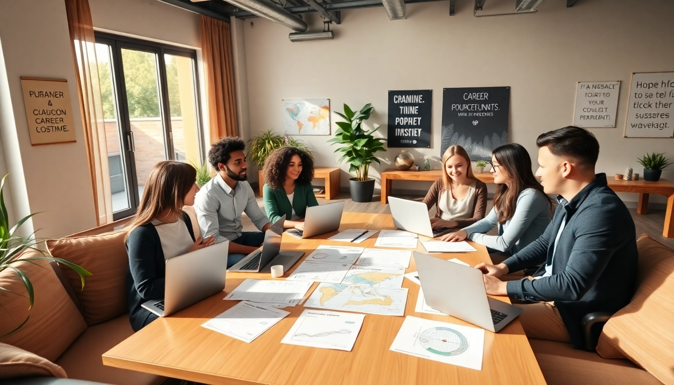 How to find my perfect career path illustrated by a collaborative coaching environment.