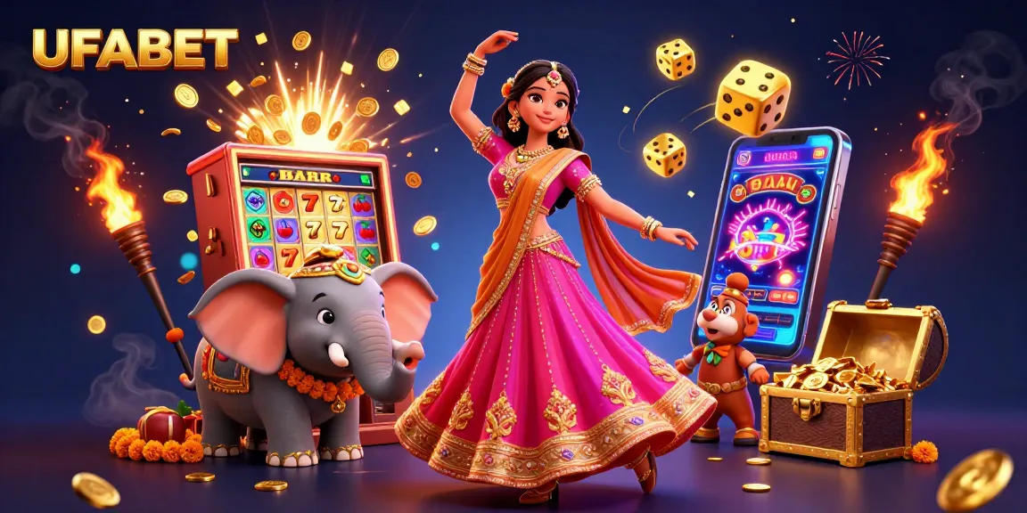 Experience winning excitement at UFABET with a vibrant illustration of celebration, jackpots, and games.