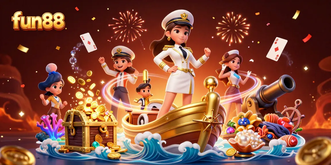 Experience thrilling fun88 moments with a captivating 3D casino scene, featuring vibrant games and celebration.