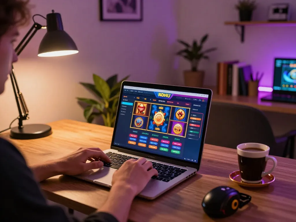 Engaging online gaming scene showing a player on NOHU, enjoying an immersive slot experience