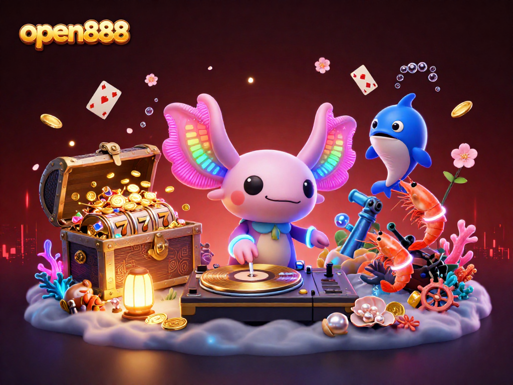Experience thrilling fun at open888 with vibrant underwater casino themed imagery.