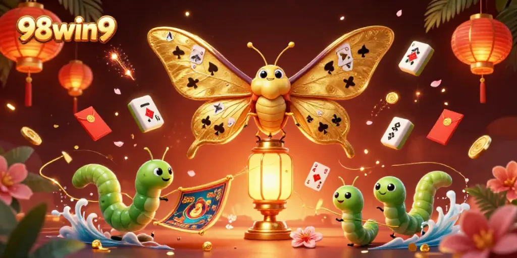 Experience thrilling gameplay at 98win9 with vibrant visuals of casino-themed illustrations.