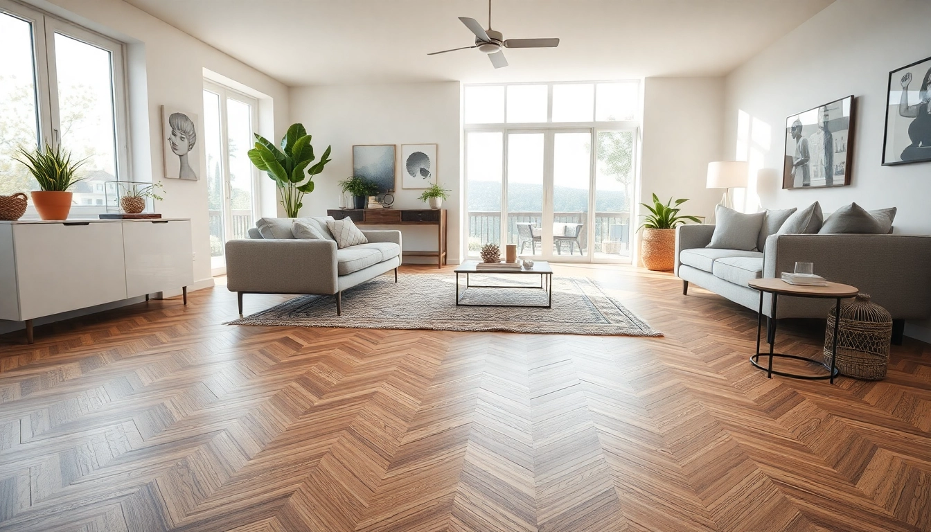 Enhance your home with flooring near me, showcasing luxury vinyl floors in a modern living room.