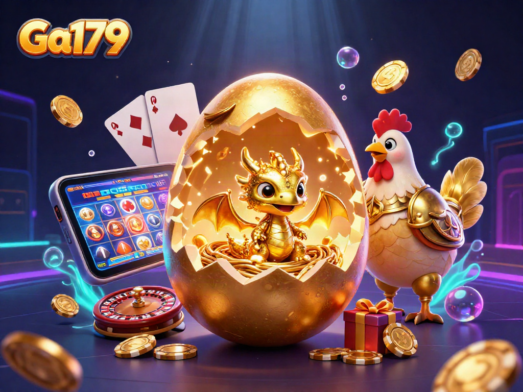 Ga179 reveals a stunning baby dragon in a golden nest while players enjoy thrilling slots.