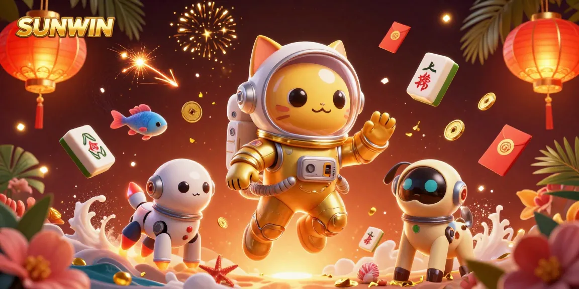 SUNWIN offers thrilling experiences as players engage with vibrant 3D casino elements in a captivating scene.
