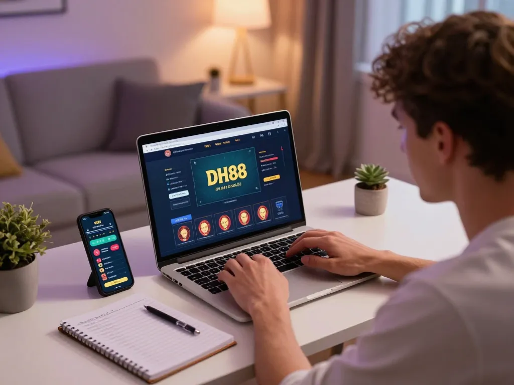 Engage with DH88 online casino on your laptop for strategic gaming at home.