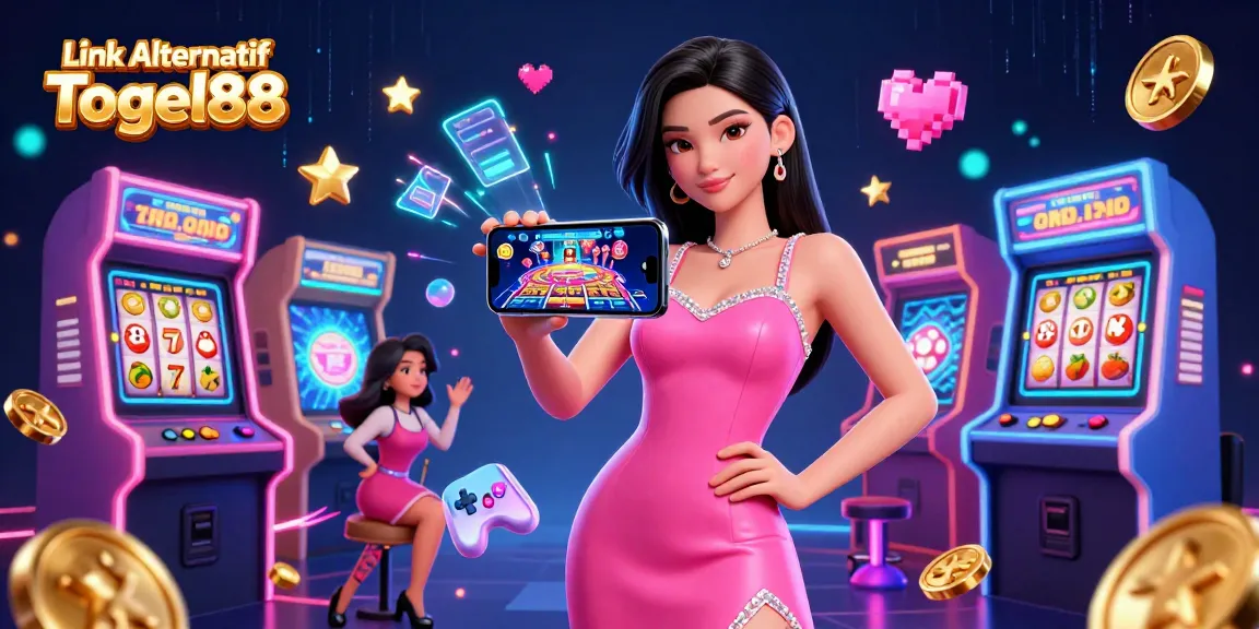 Experience excitement with Link Alternatif Togel88 showcasing an Asian woman engaging with a live dealer casino game on her smartphone.