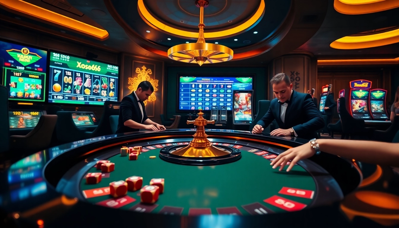 Xoso66 players enjoying a lively casino table, showcasing excitement and winning strategies.