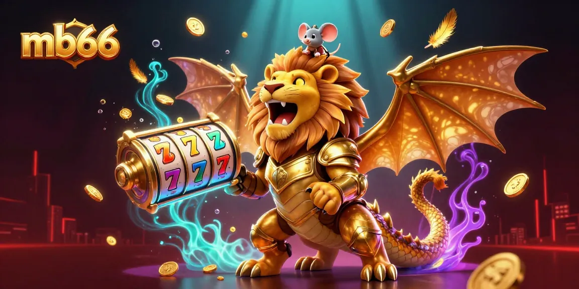 Experience thrilling slots with mb66's golden chimera and dynamic game elements in this vibrant scene.