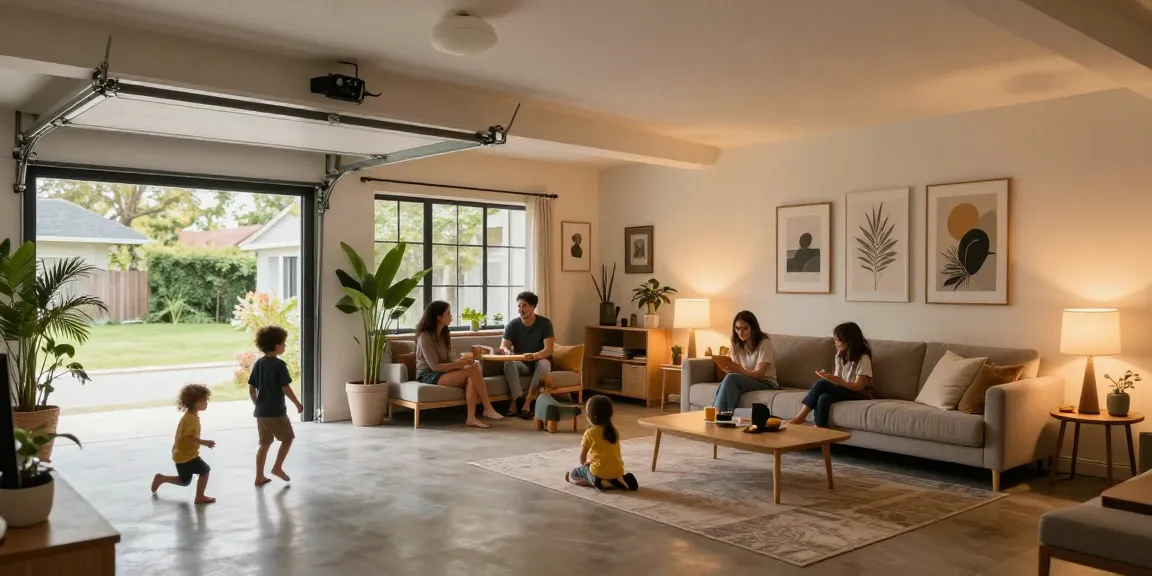 Garage conversions into a stylish living space with family enjoying the ambiance