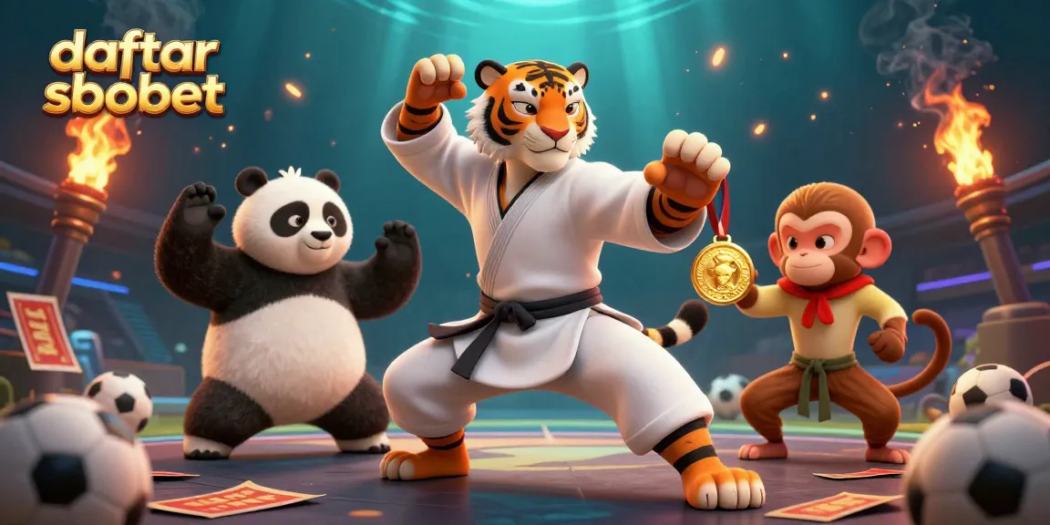 Engage with daftar sbobet and explore sports betting strategy in a vibrant 3D illustrated scene.