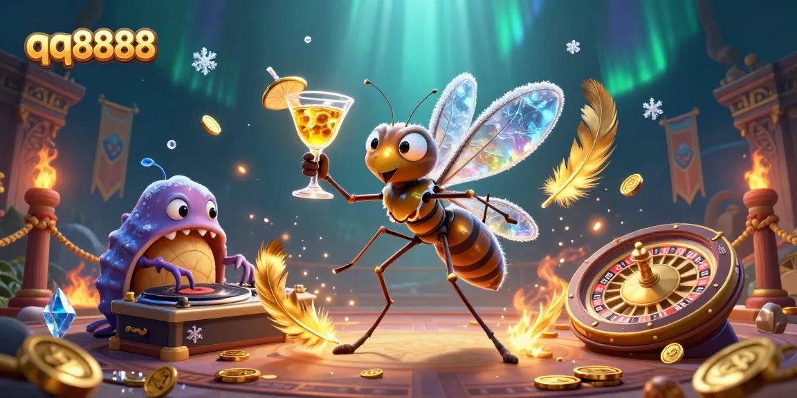 Experience enticing gameplay at qq8888 with a dynamic casino scene featuring vibrant characters and thrilling elements.