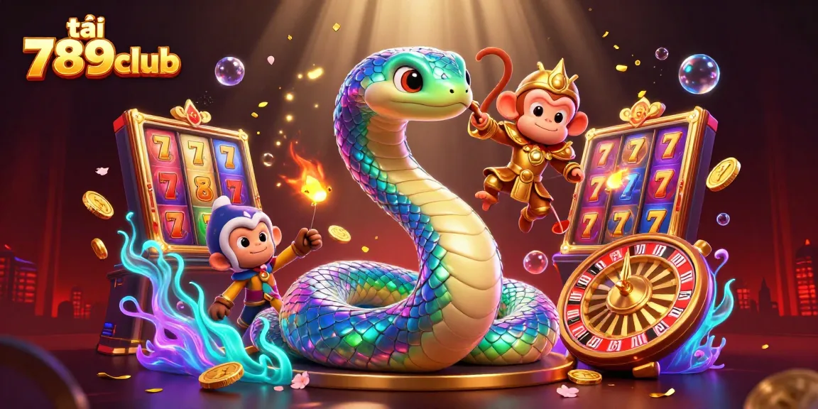 Experience the excitement of tải 789club with thrilling slot reels and vibrant casino characters.