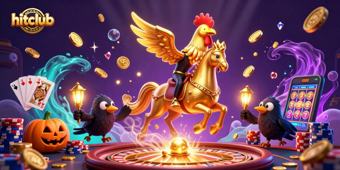 Win big with hitclub in a vibrant casino scene filled with gold coins and gaming excitement.