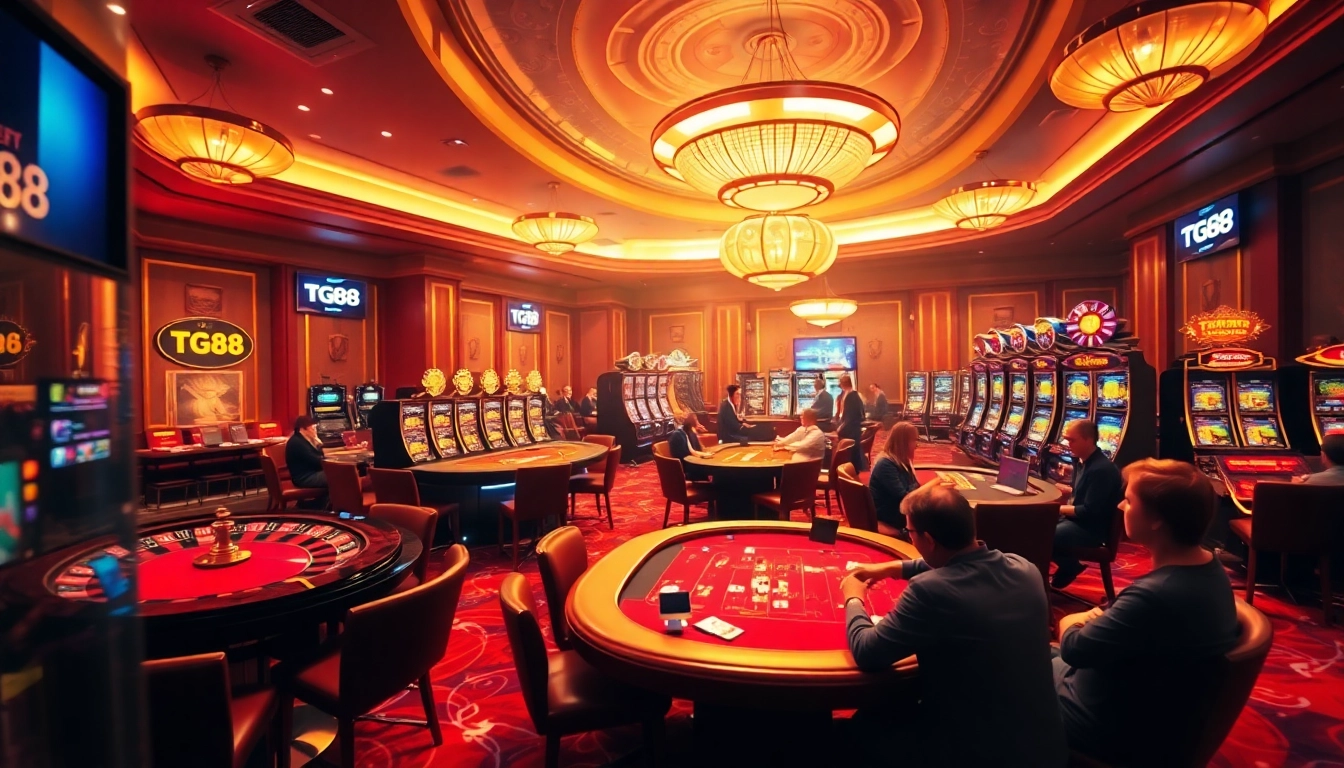 Players immerse in the TG88 casino experience with engaging games and vibrant atmosphere.