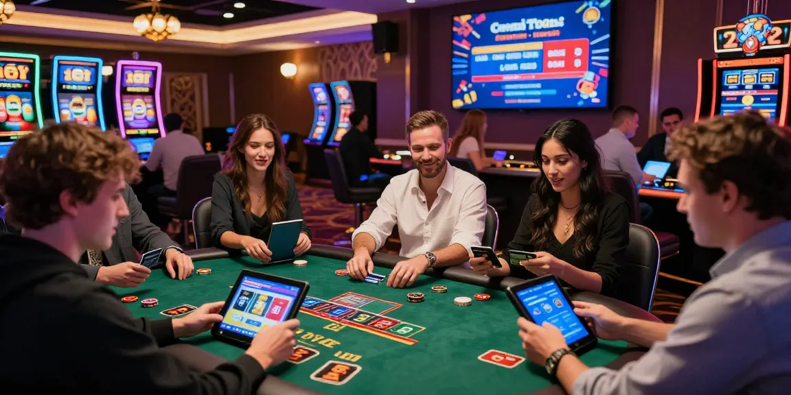 Exciting gaming environment showcasing players at casinos accepting credit cards, highlighting diverse games and vibrant atmosphere.