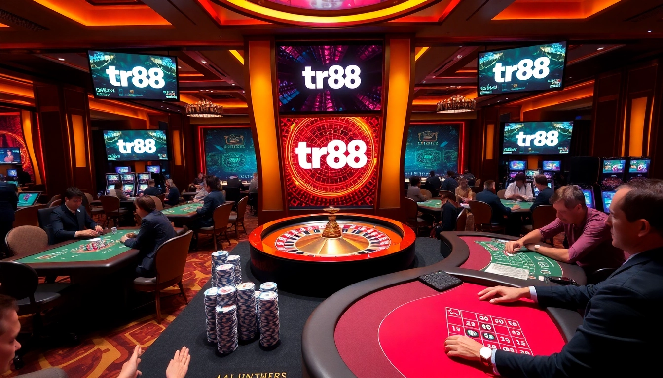 Experience the excitement of tr88 with vibrant casino tables and engaged players.