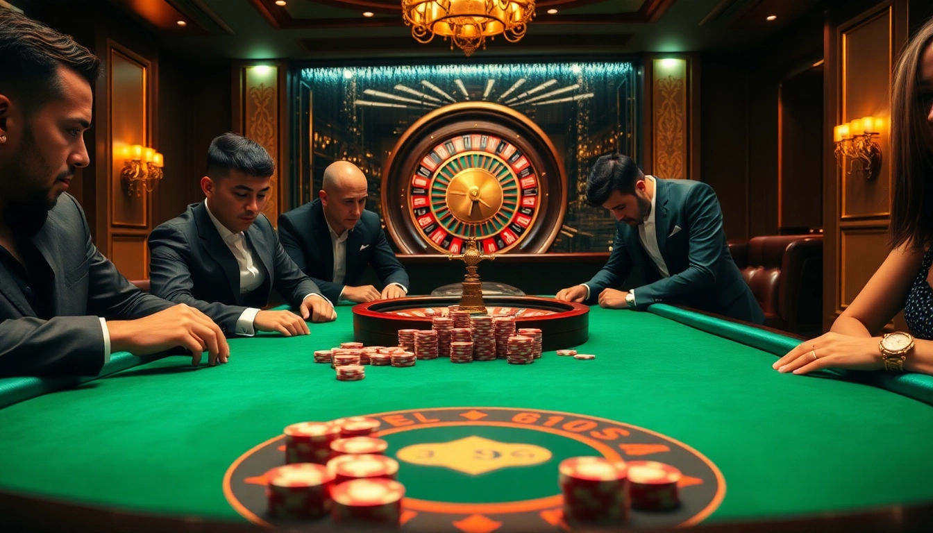 Players strategizing at a poker table, showcasing the excitement of MB66 gambling.