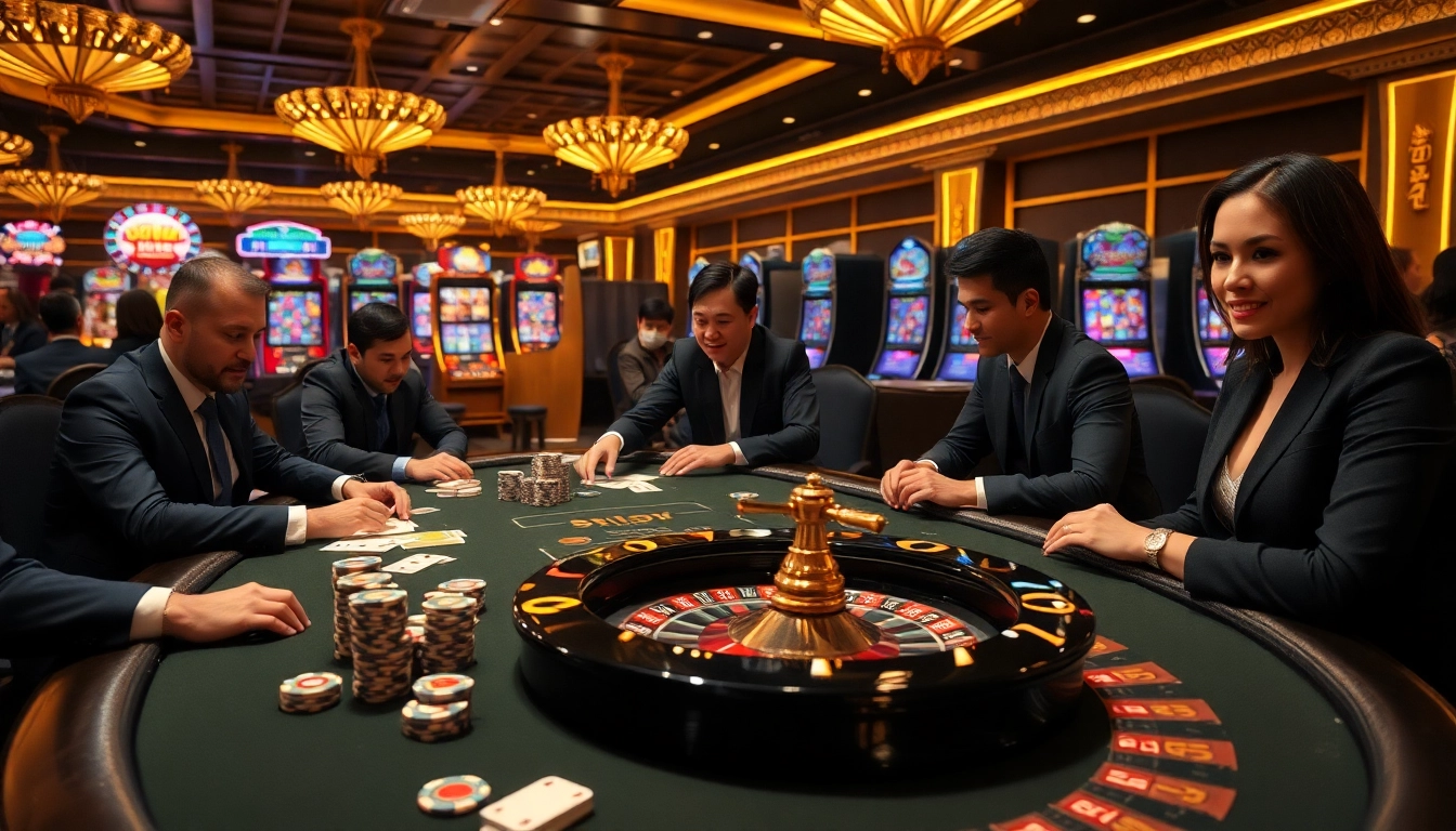 Experience high-stakes excitement at 99ok's vibrant poker tables surrounded by luxury.