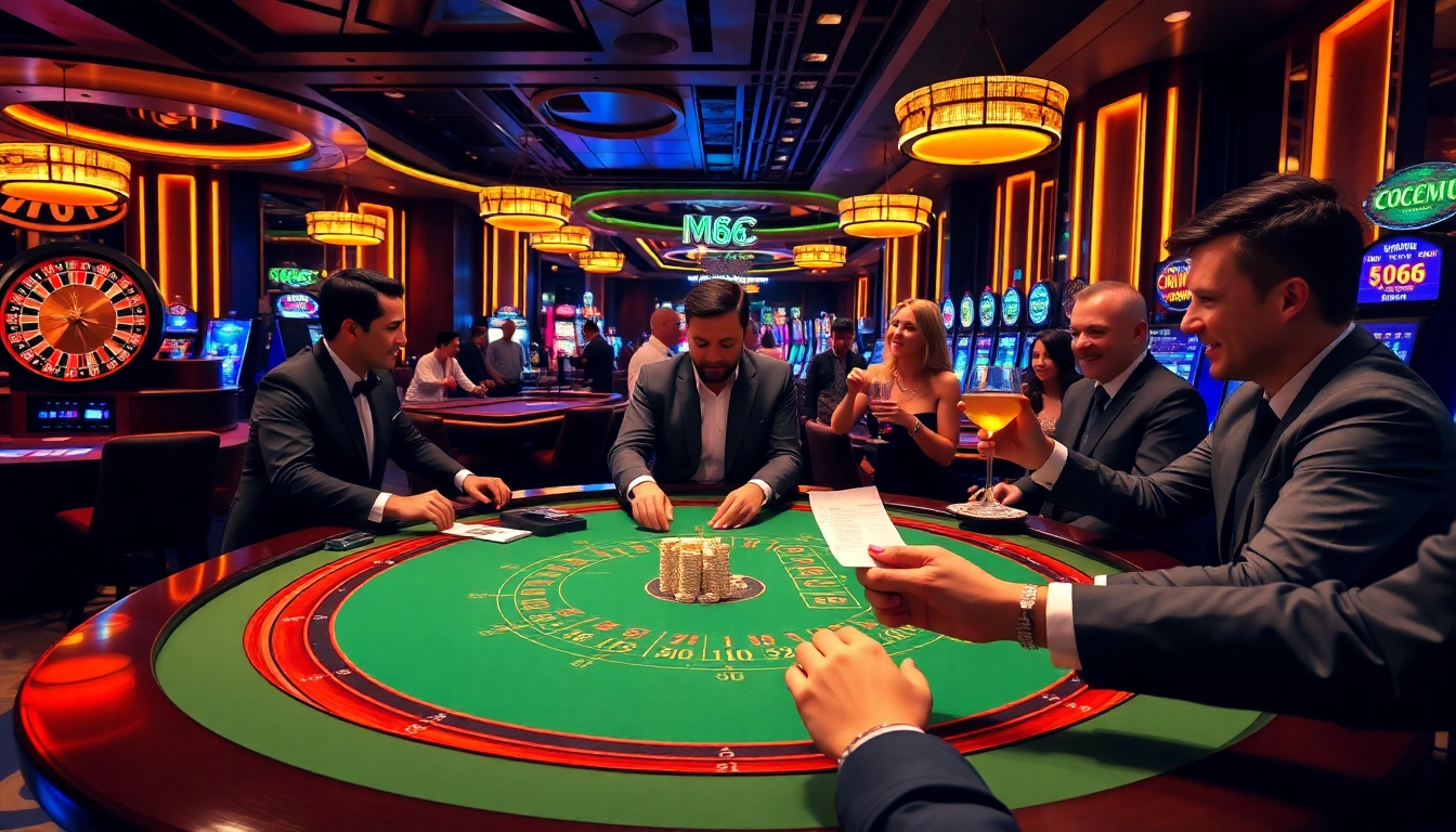 Engaging poker game at mb66.nyc casino featuring vibrant atmosphere and luxury decor.