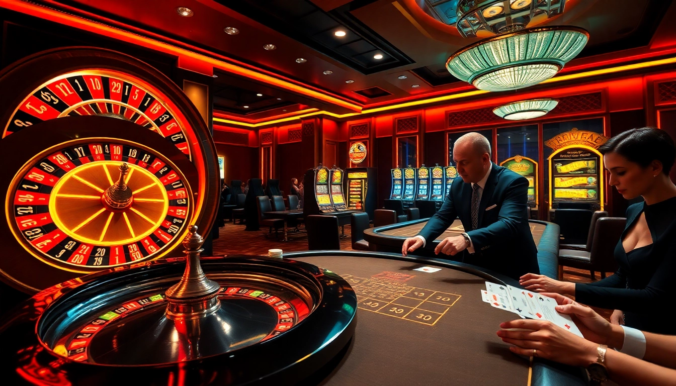 Experience the thrill of Go8 casino games with dealers and vibrant roulette wheels.