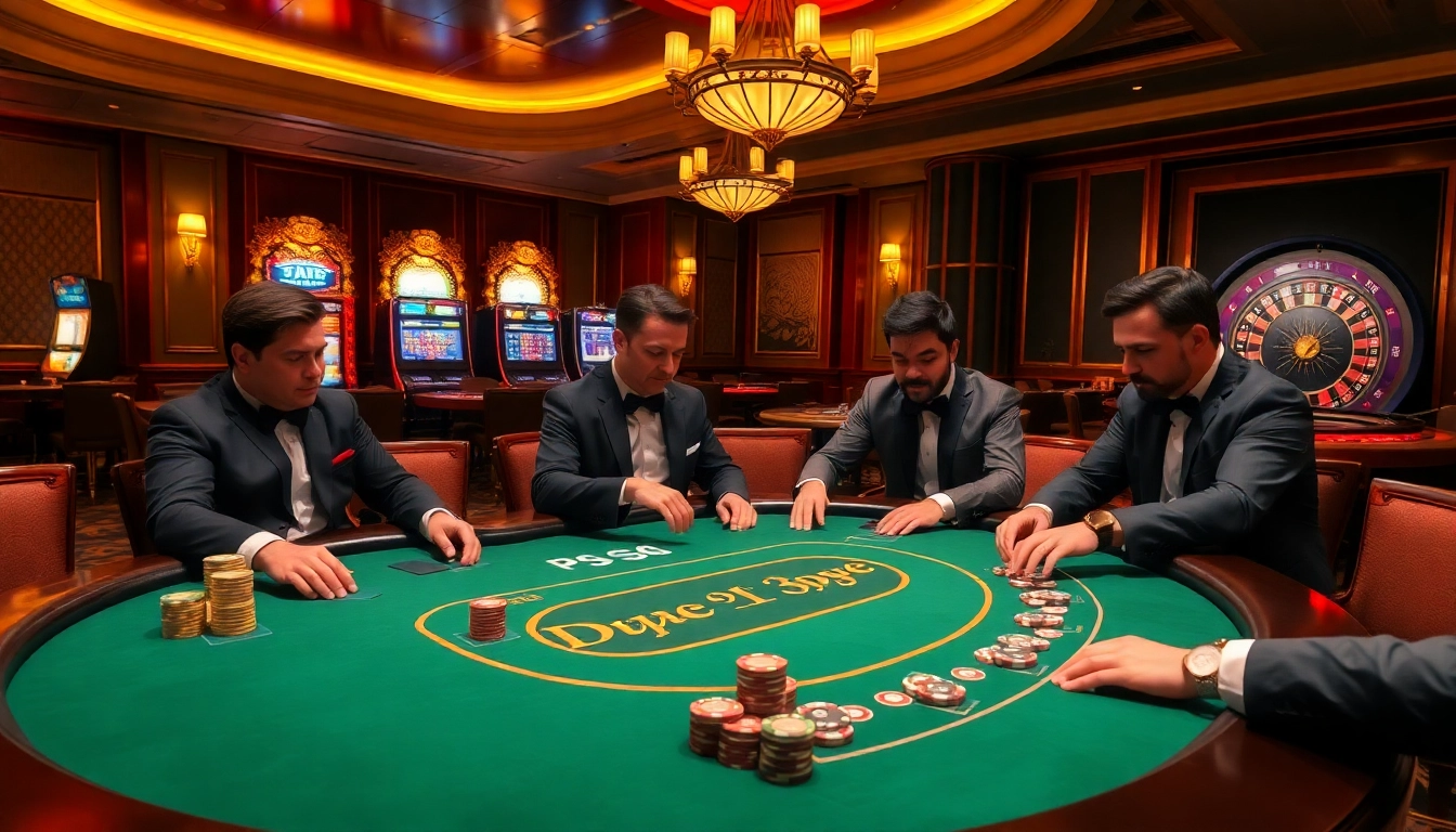 Professional gamblers playing high-stakes poker at DH88, showcasing excitement and luxury.