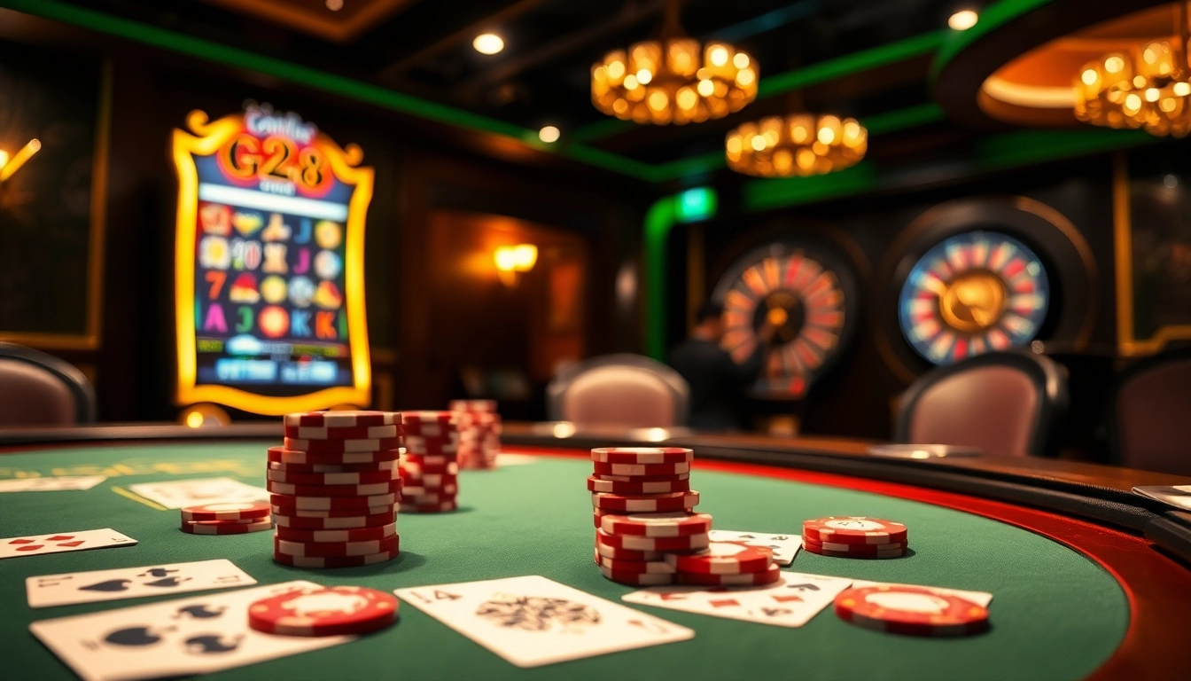 G28 offers a thrilling luxurious gaming experience at a high-stakes poker table.